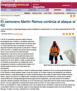 La Opinión de Zamora. 13 de Julio de 2009