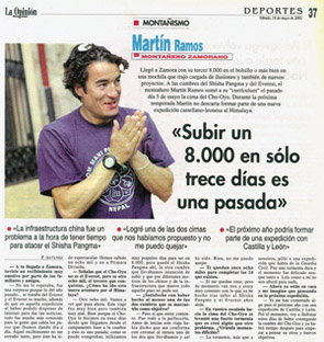 La Opinión de Zamora. 18 de Mayo de 2002