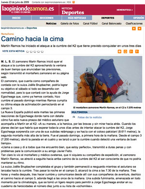 La Opinión de Zamora. 23 de Julio de 2009