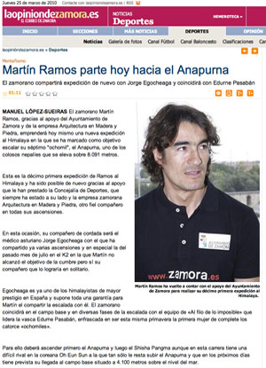 La Opinión de Zamora. 25 de Marzo de 2010